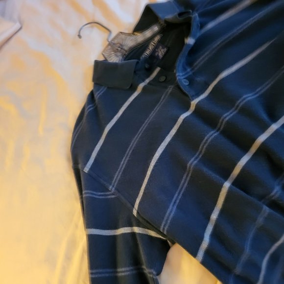 Mens Structure L/S Striped Polo Shirt (L) - Picture 2 of 4